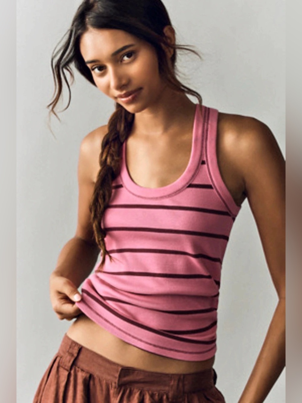 Anthropologie Pilcro Scoop Neck Tank Pink Stripes